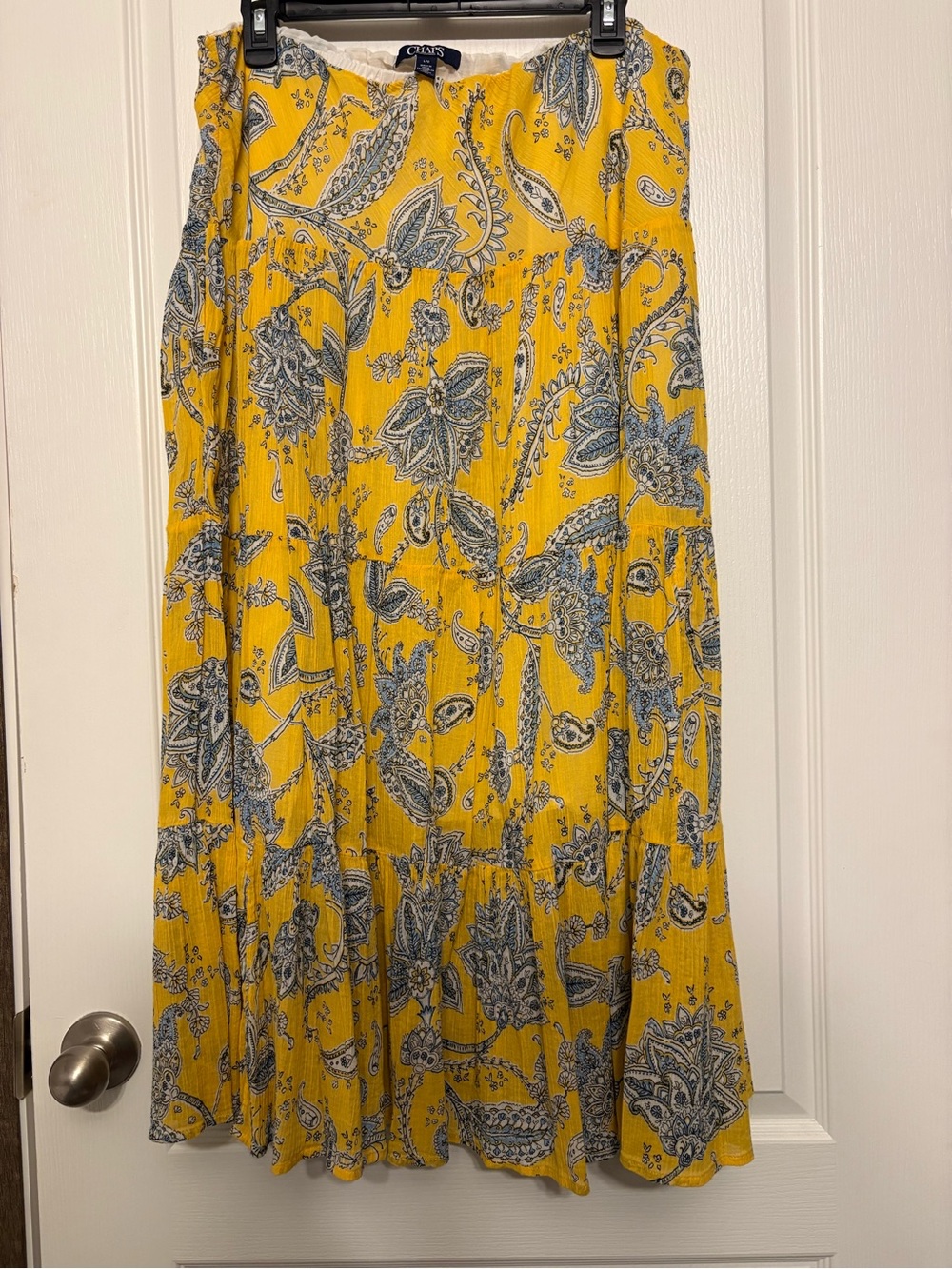 Chaps Yellow Paisley Tiered Maxi Skirt - Picture 3 of 6